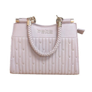 Bebe Studded/Quilted Small Satchel Top Handle Purse Blush 9"x7"x4"